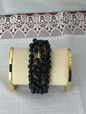 Stunning Handmade Black Beaded Stretch Bracelet